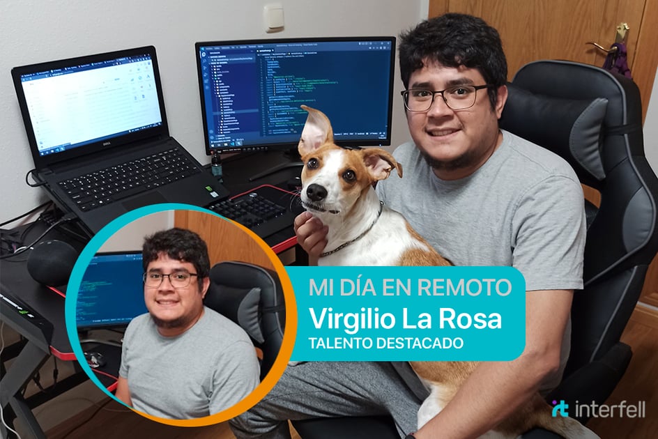 Virgilio La Rosa trabajando en casa